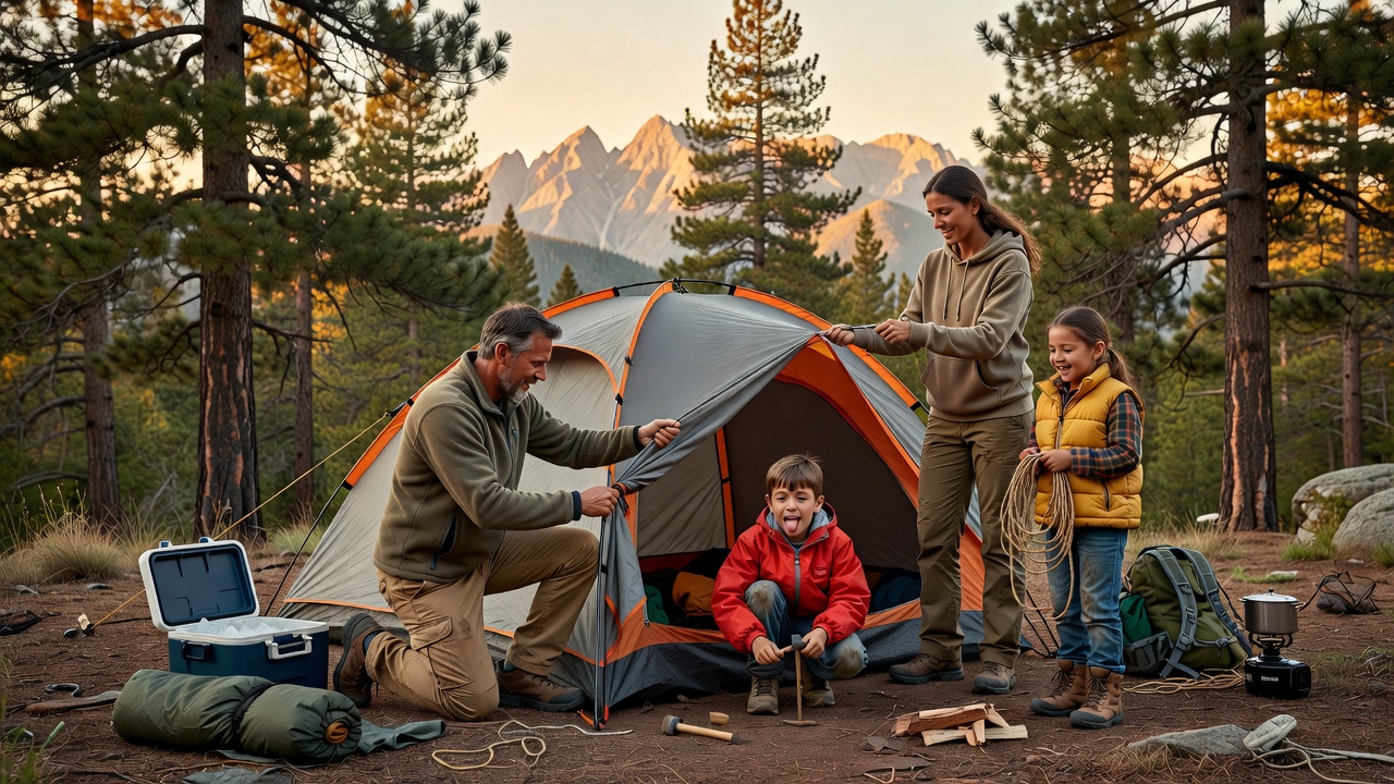 Family tent setup with room for kids, gear, and a dog