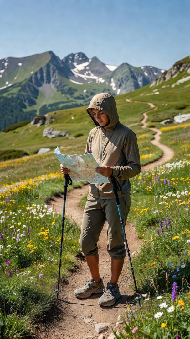 Layers laid out before a cool-weather hike