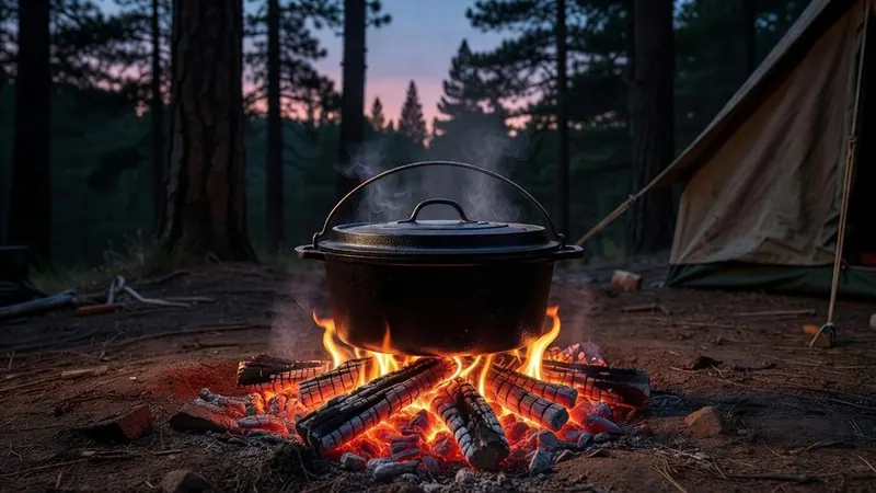 Lodge Pre-Seasoned Cast Iron Deep Camp Dutch Oven with Lid, 6 Quart