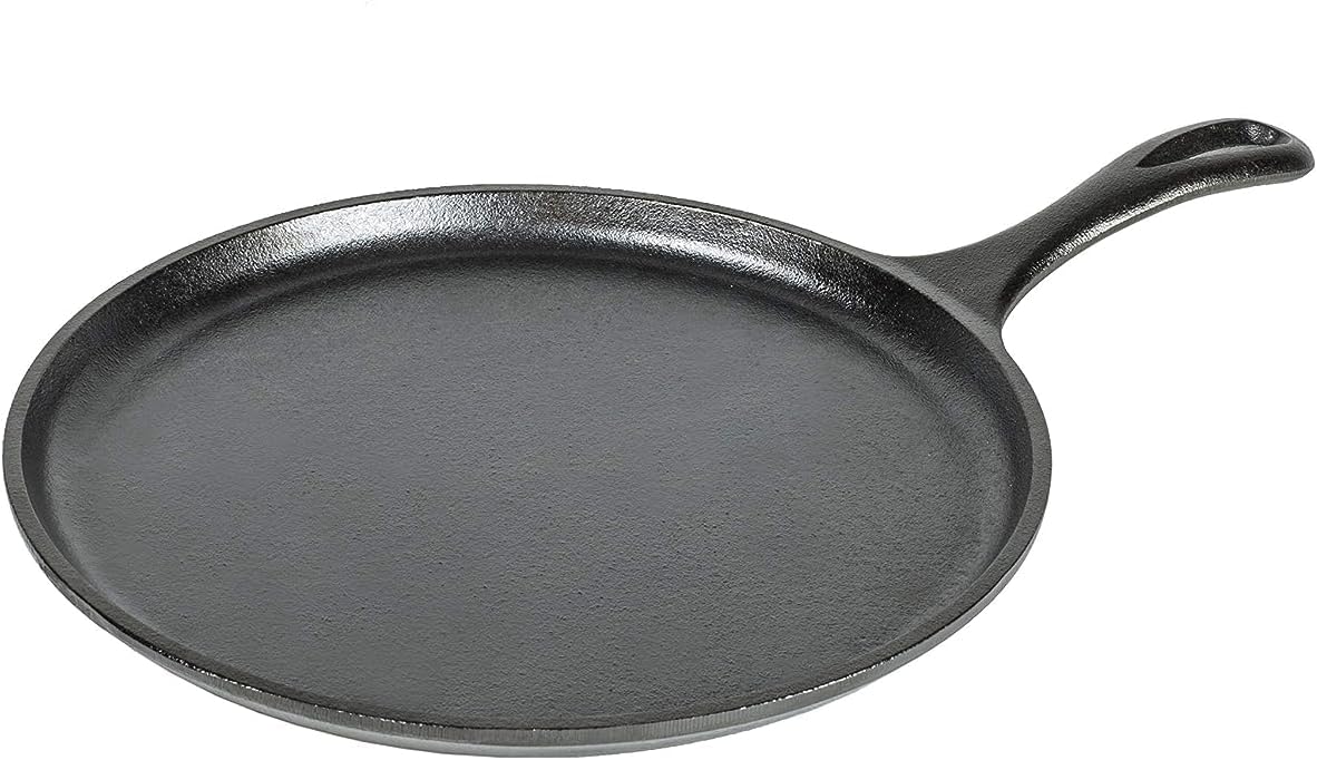 Lodge Round Seasoned Cast Iron Griddle 10.5 Inches - Round-Shaped, Pre-Seasoned Iron Griddle Pan - Non-Toxic, PFAS-Free Cookware - Compatible with Sto