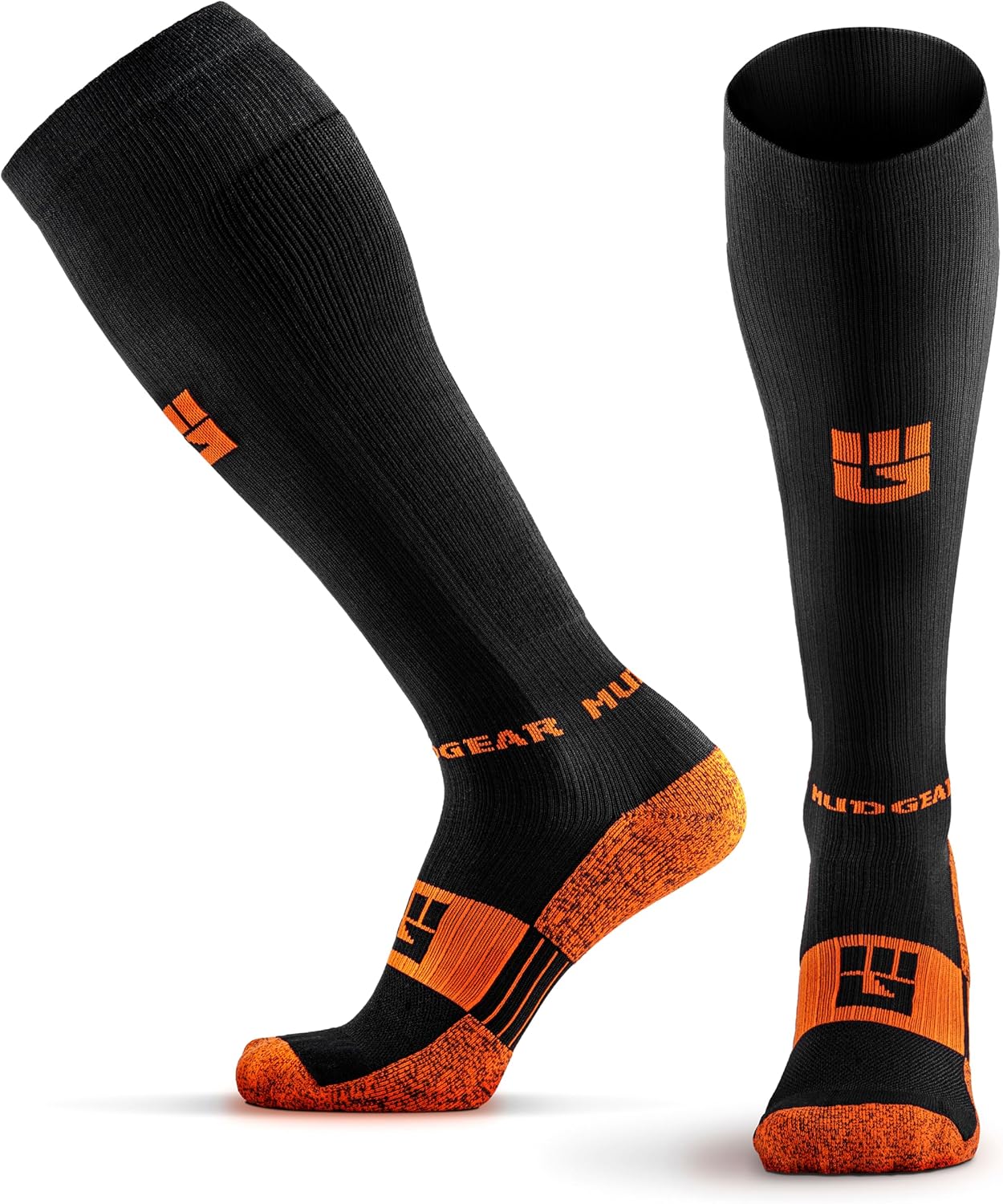 MudGear Graduated Compression Socks, Durable, Sweat-Resistant OCR Performance Socks with Cushioned Footbed, Made in USA