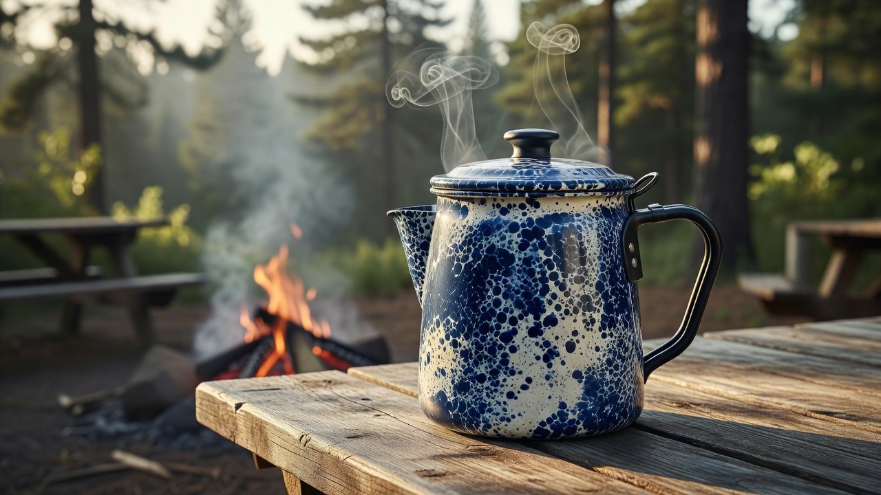 GSI Outdoors Percolator Coffee Pot (8-Cup Enamelware)