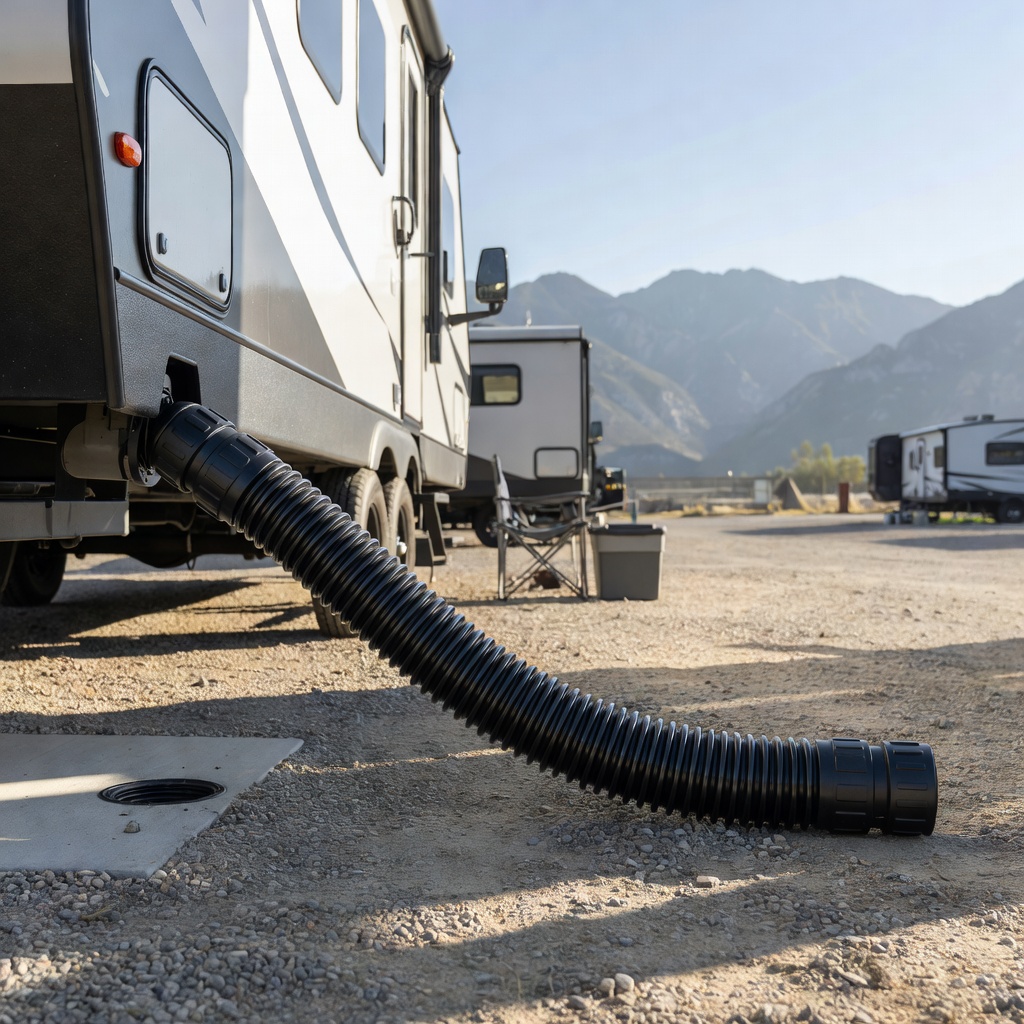 Camco RhinoFLEX 20-Foot RV Sewer Hose Kit with Swivel Elbow & 4-in-1 Adapter