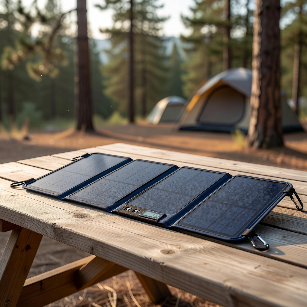 BigBlue 28W Solar Panel Charger with Digital Ammeter, USB-A/USB-C Outputs | 25.4% High-Efficiency, Folding Waterproof Solar Panels with Carabiners for Camping, Backpacking, Phones, Tablets, Power Bank