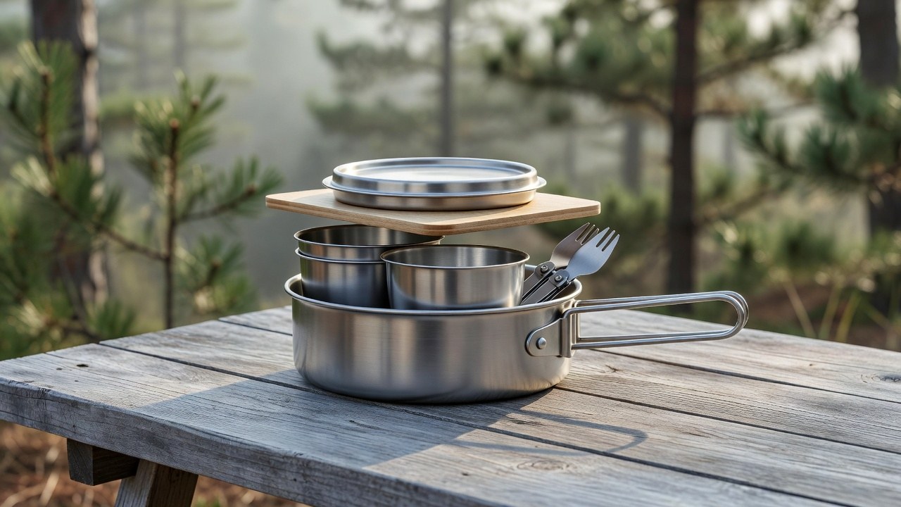Stanley Adventure All-in-One Fry Pan Set — 9-Piece Stainless Steel Camp Cookware
