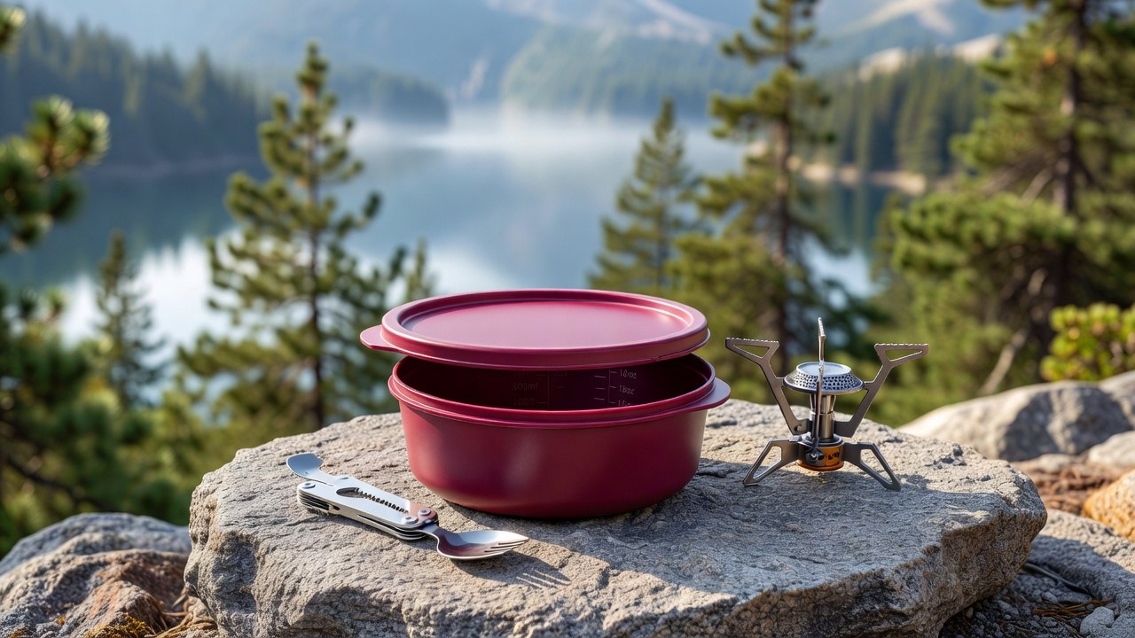 UCO 4-Piece Camping Mess Kit with Bowl, Plate and 3-in-1 Spork Utensil Set