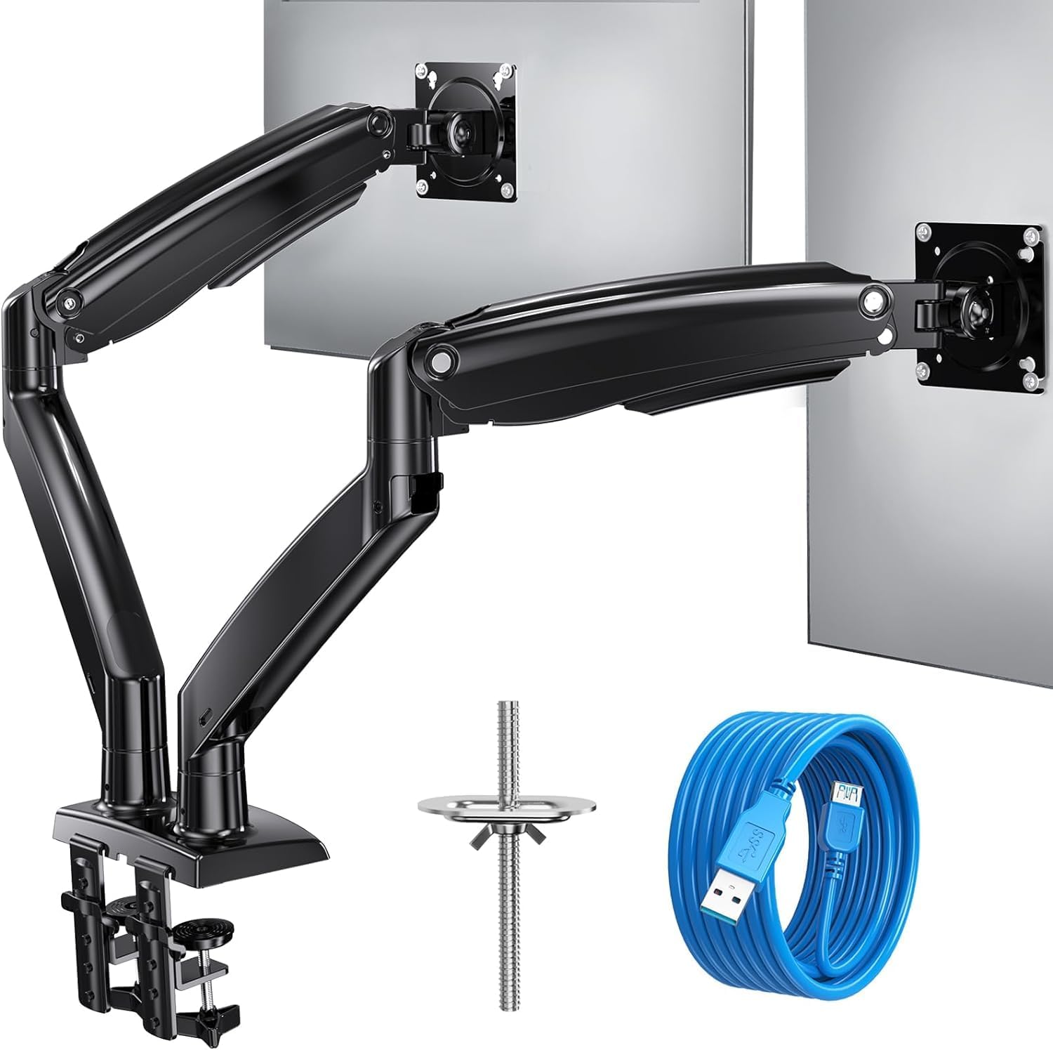 HUANUO Dual Monitor Arm with USB Hub (13-40 inch)