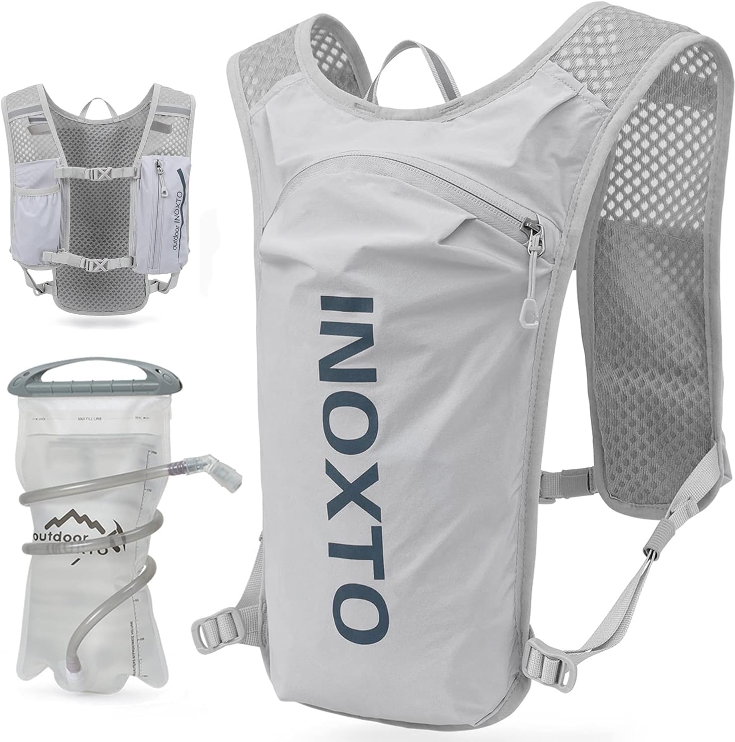 INOXTO Running Hydration Vest Backpack,Lightweight Insulated Pack with 1.5L Water Bladder Bag Daypack for Hiking Trail Running Cycling Race Marathon f
