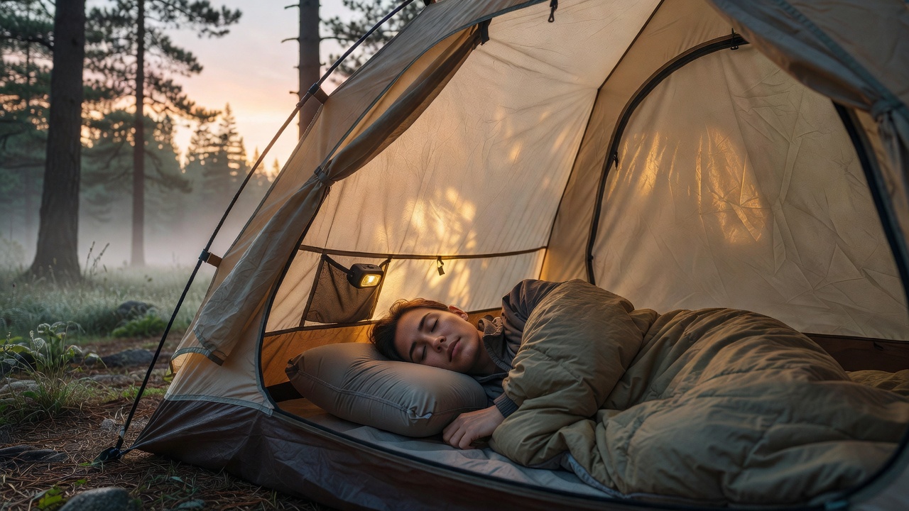 KingCamp Inflatable Pillow for Camping — Ergonomic Memory Foam Top, Ultra-Soft Washable Cover