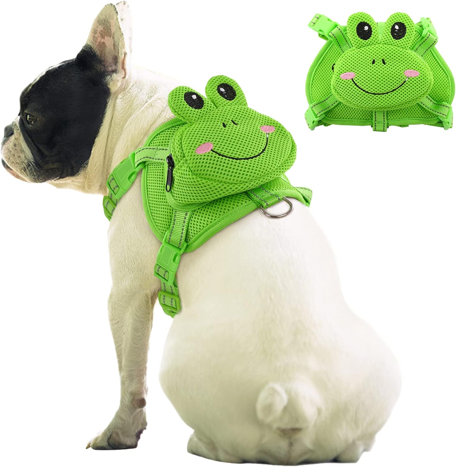 IDOMIK Dog Backpack Harness, No-Pull Dog Backpack with D-Ring for Small Medium Dogs, Cute Self Carrier Backpack for Dogs to Wear, Adjustable Dog Harne