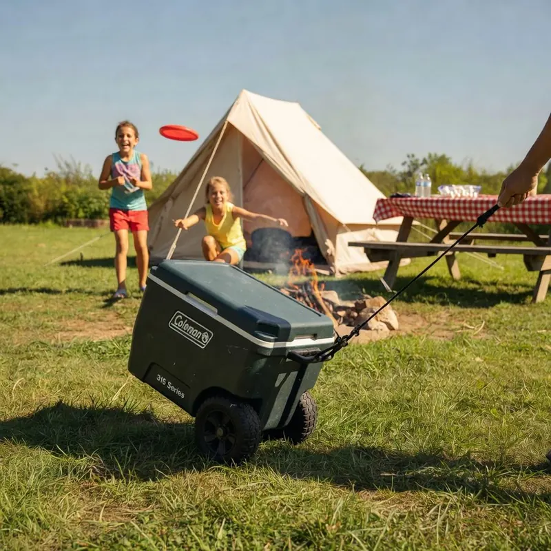 Coleman 316 Series 62-quart wheeled cooler for either rig