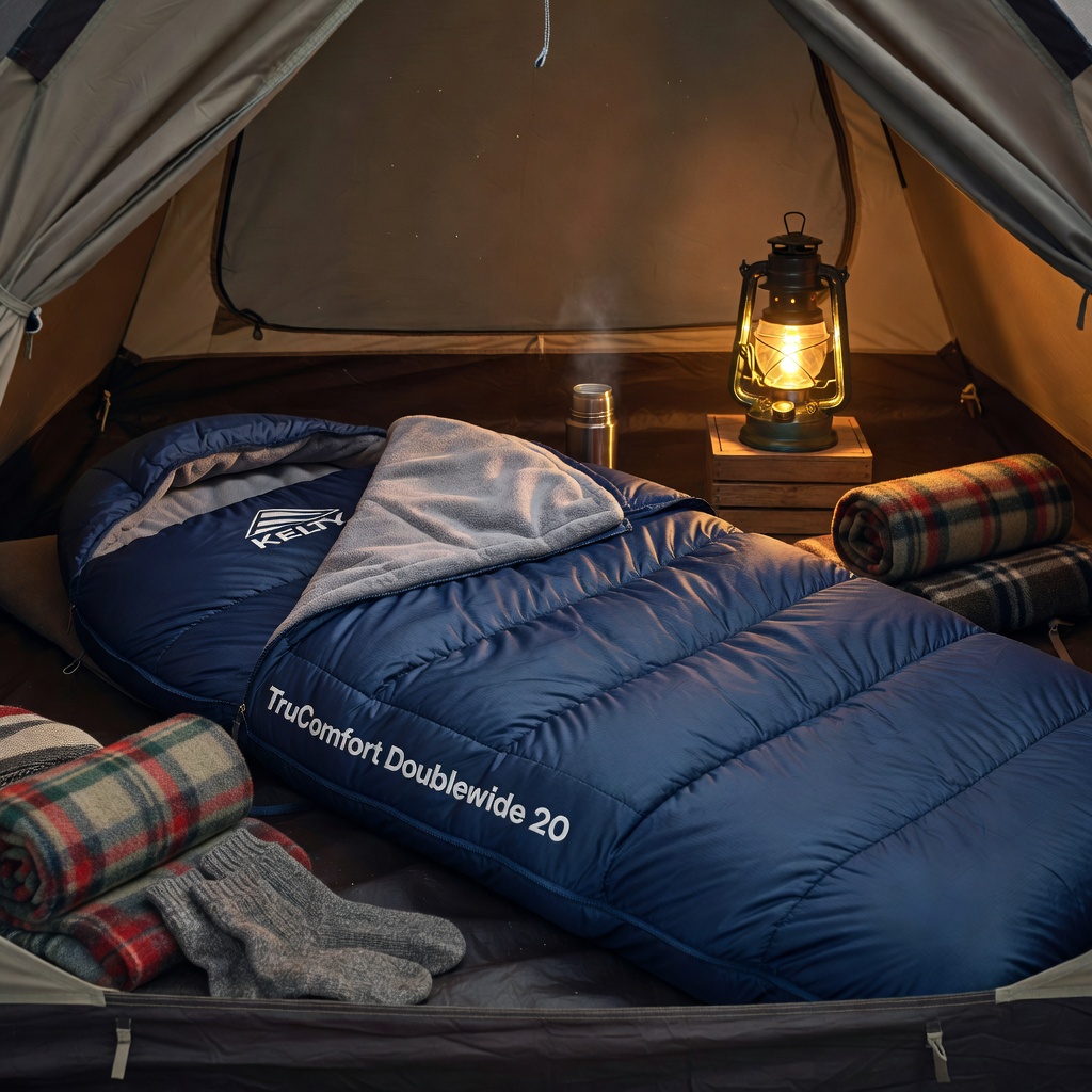 Kelty Tru.Comfort Doublewide 20 Degree Sleeping Bag — Two Person Synthetic Sleeping Bag for Couples & Family Camping