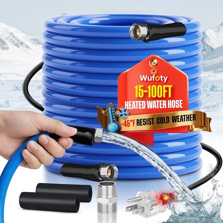 Wufoty 25FT Heated Water Hose for RV - Anti-Freezing Drinking Water Hose to -47F