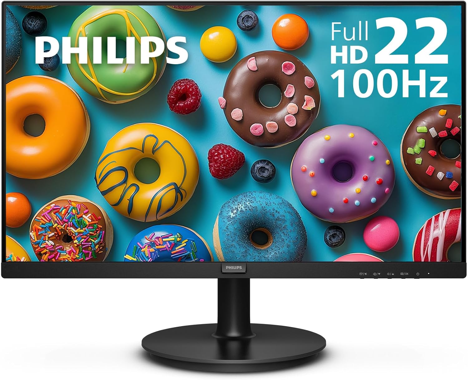 Philips 221V8LB 22 inch Class Thin Full HD (1920 x 1080) Monitor, 100Hz Refresh Rate, VESA, HDMI x1, VGA x1, LowBlue Mode, Adaptive Sync, 4 Year Advan
