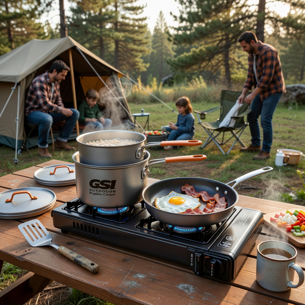 GSI Outdoors Bugaboo Camper Advanced Cookset — Ceramic Non-Stick, 3L & 2L Pots, 9" Fry Pan