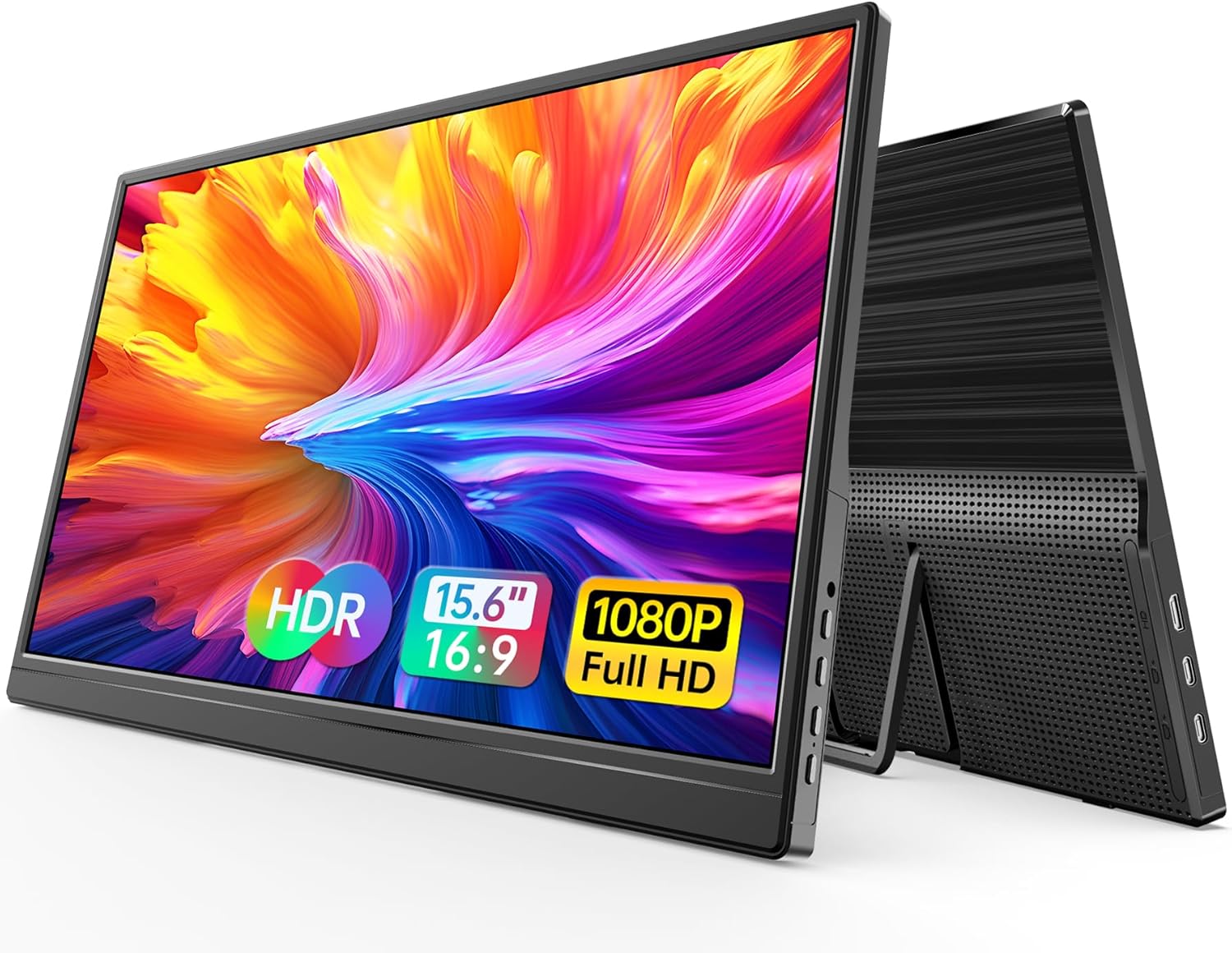 WGK 15.6 inch Portable Monitor 1080P FHD Travel Display HDMI/USB-C Compatible with Laptops, Desktops, Phones, PS, Mac, Xbox, Switch, and Other Gaming