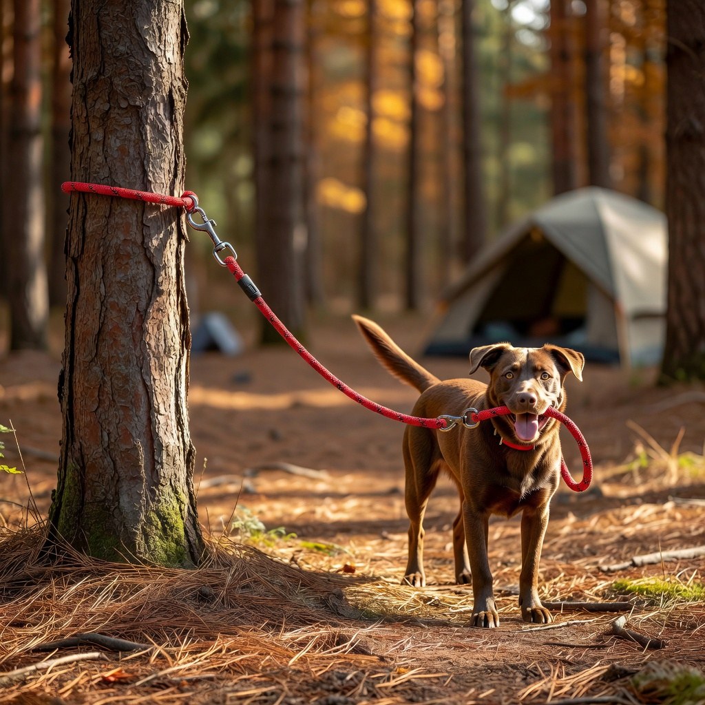 Ruffwear Knot-a-Hitch Dog Hitching System — 28.5 ft Campsite Tie-Out with Swivel Carabiner