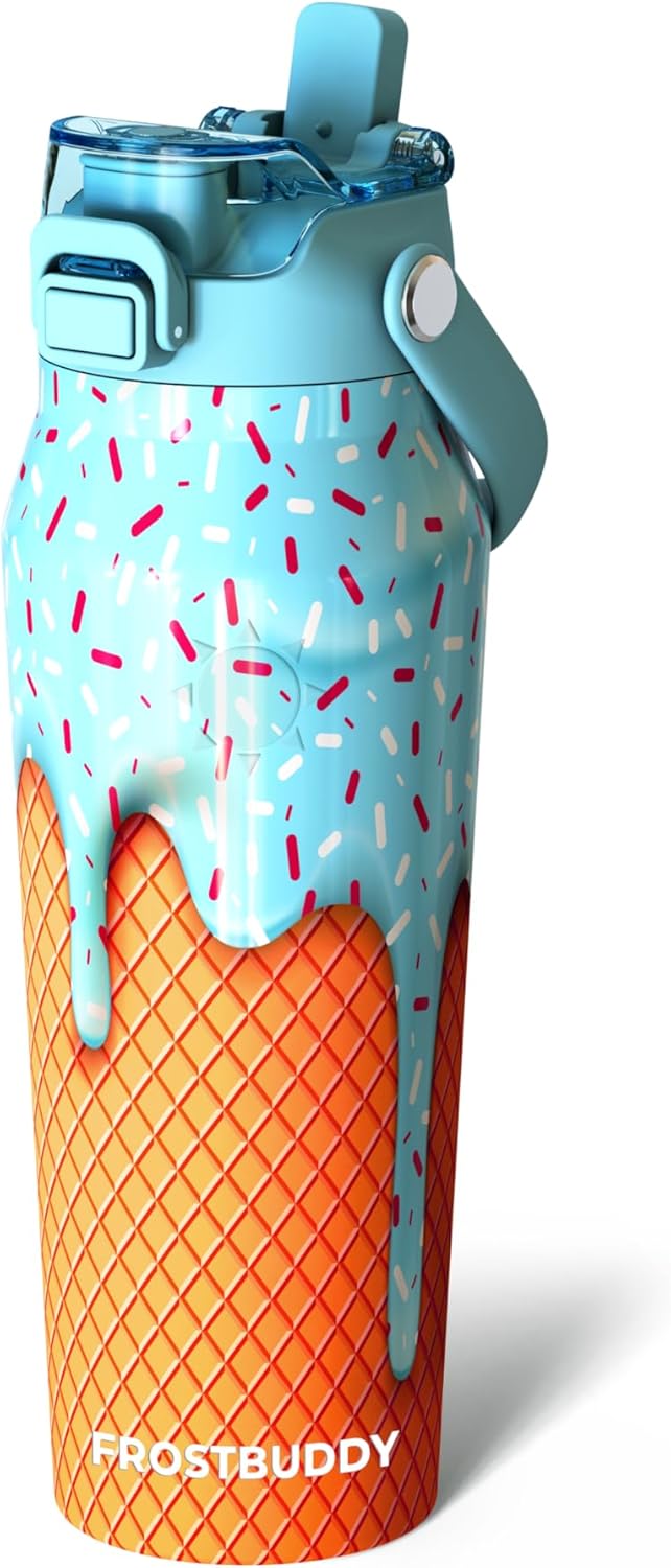 Frost Buddy 24oz Insulated Water Bottle - Straw & Chug Lid - Leak-Proof | Sip-or-chug dual lid | Ice-cold for 24+ hours | Cup-holder friendly | Durabl