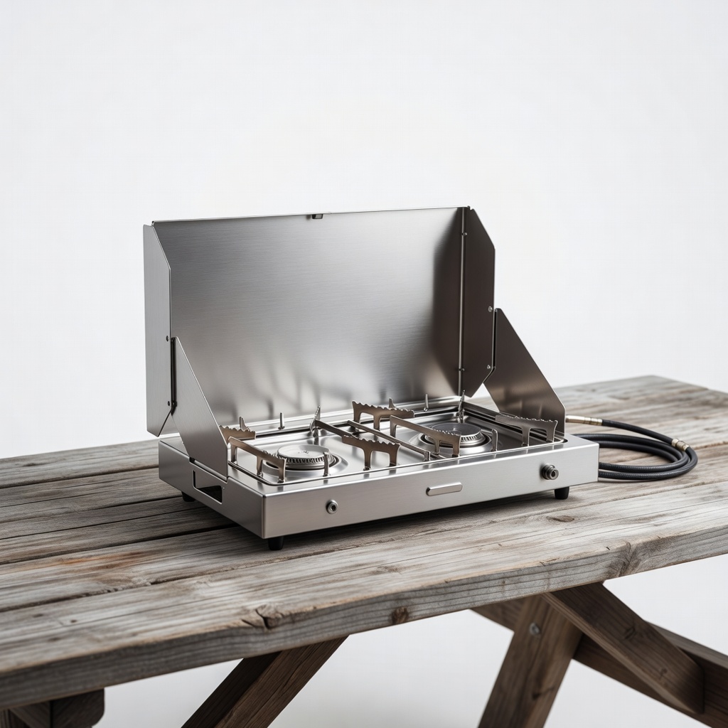 2 Burner Camping Stove with Windshield, 24000 BTU