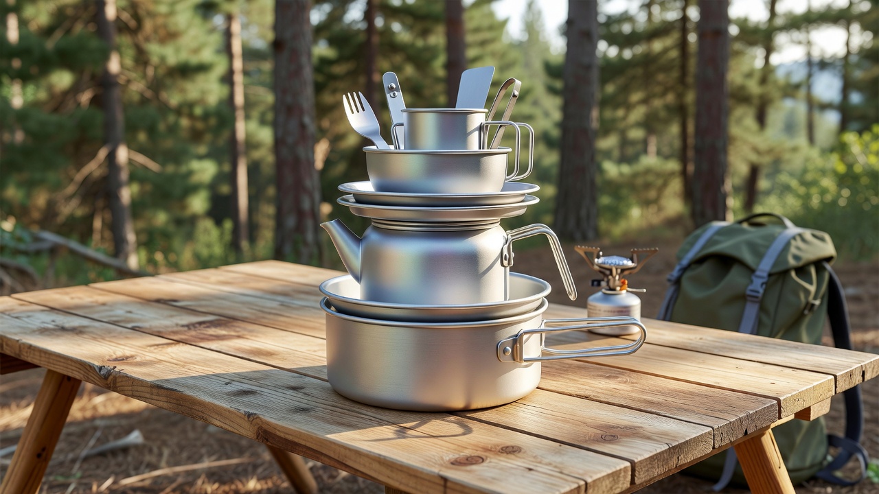 MalloMe Camping Cookware 17 pcs Mess Kit with 1.1L Kettle for Backpacking Gear - Camping Cooking Set - Camping Pots and Pans Set - Backpacking Stove/Portable Stove Compatible - Camp Kitchen Equipment Accessories