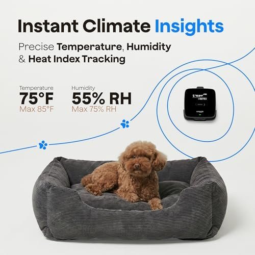 Waggle Pet Monitor smartphone app showing temperature readings and alerts