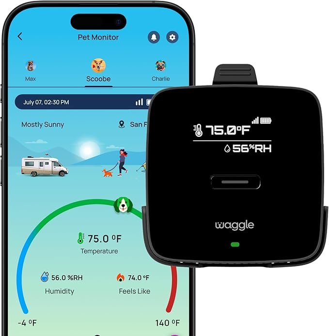 Waggle 4G Pet Temperature Monitor - main device showing digital display
